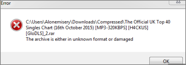 das Archiv beschädigt ist