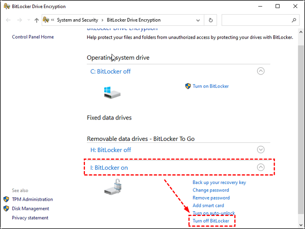 Bitlocker ausschalten