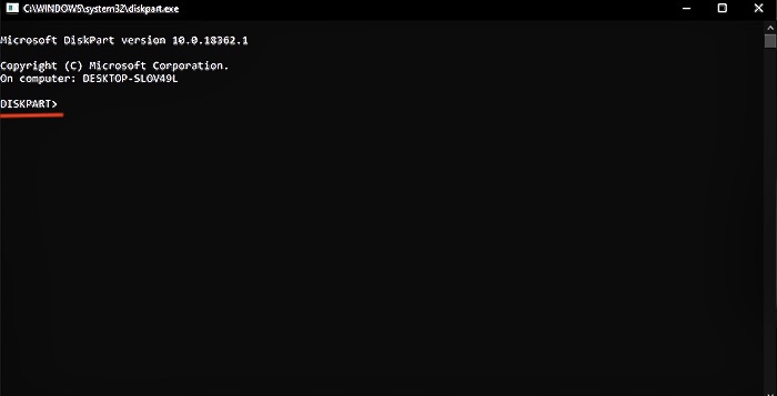 Geben Sie diskpart in cmd ein