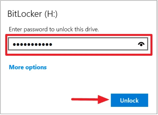 Bitlocker-Passwort eingeben