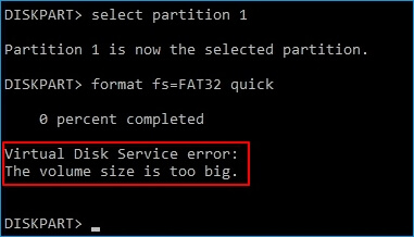 Virtual Disk Service Error - Die Volume-Größe ist zu groß