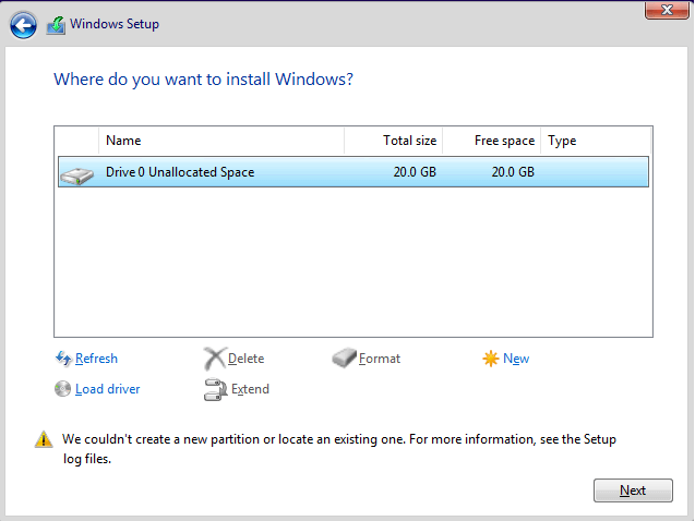 Windows Installation Es Konnte Keine Neue Partition Erstellt Werden Es konnte keine neue Partition erstellt oder eine vorhandene Partition
