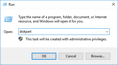 Öffnen Sie fdisk von der Ausführungsaufforderung