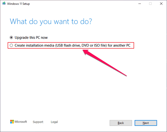 Wählen Sie Installationsmedien für einen anderen PC erstellen