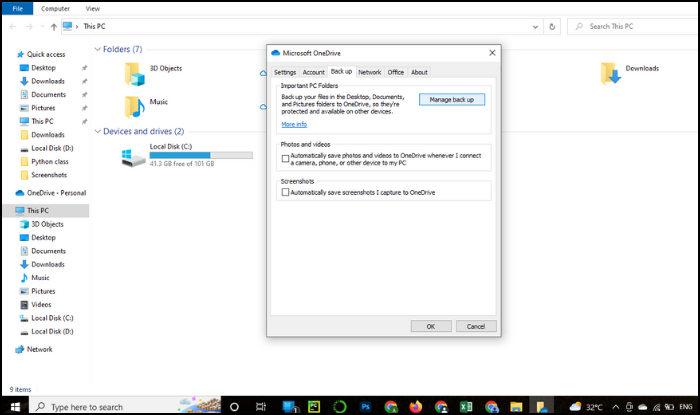 C-Laufwerksdateien auf OneDrive sichern - Schritt 2
