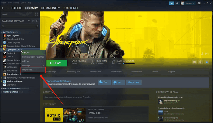 Eigenschaften auswählen