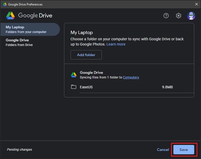 Tippen Sie auf die Schaltfläche Speichern
