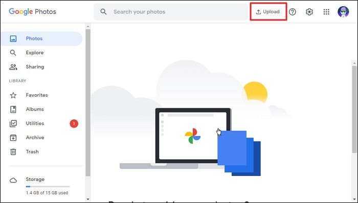 Klicken Sie auf die Upload-Option