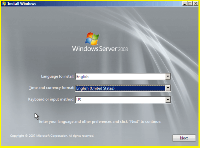 Auswahl von Sprache, Zeitzone und Eingabemethode