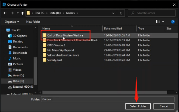 Dateispeicherort ändern