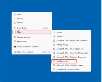 Ein neues Textdokument erstellen