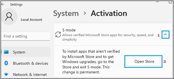 Store öffnen wählen