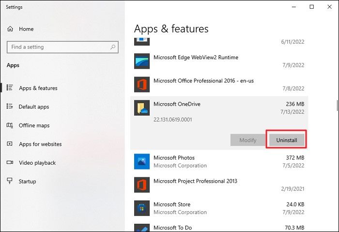 Klicken Sie auf die Deinstallationsoption