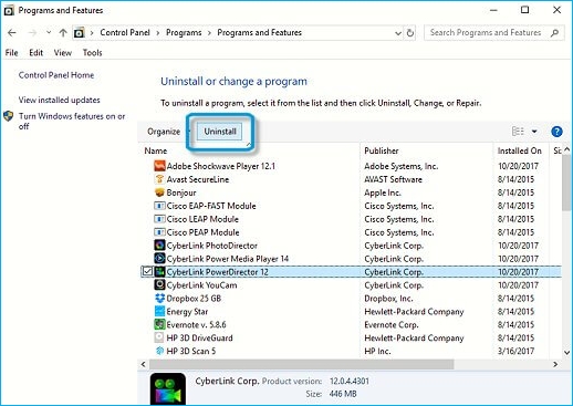 Auf Deinstallieren klicken