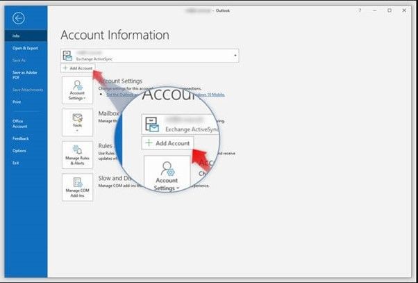 Klicken Sie auf Konto hinzufügen
