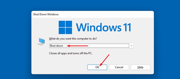 OK zum Ausschalten drücken