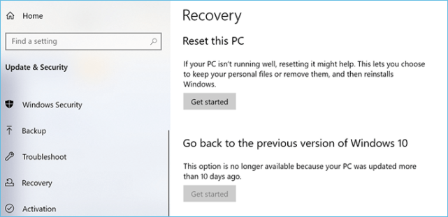 PC-Einstellung zurücksetzen
