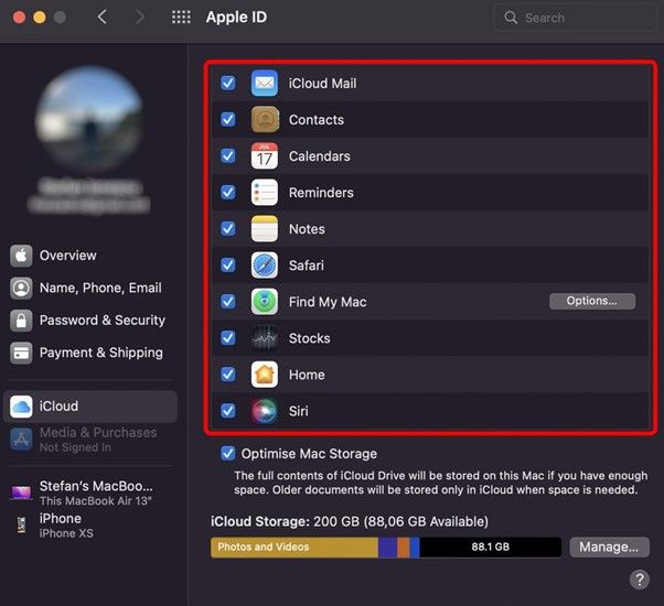 iCloud mit Gerät kombinieren