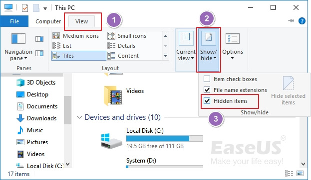 Versteckte Dateien anzeigen