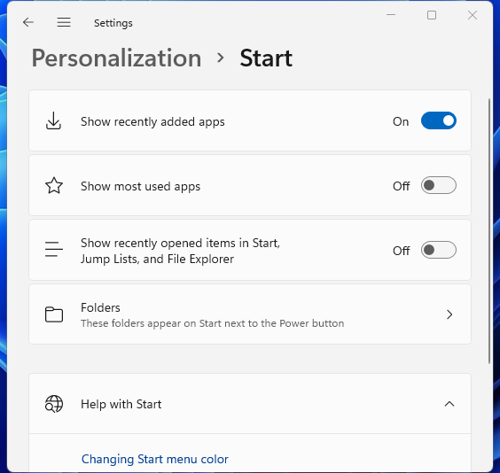 Die Option Zuletzt angezeigt deaktivieren