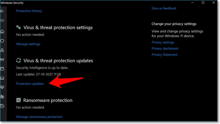 Viren- und Bedrohungsschutz-Updates