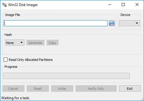 win32 disk imager zur sicherung der raspberry pi sd-karte schritt 1