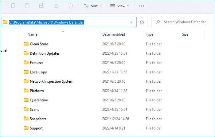 Öffnen Sie den Windows Defender-Ordner