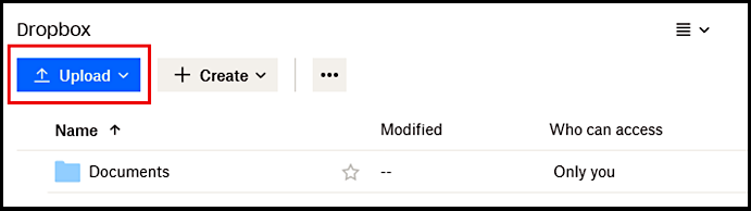 Dropbox-Dateien hochladen