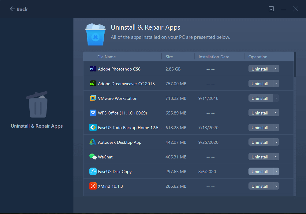 Programm mit PCTrans deinstallieren
