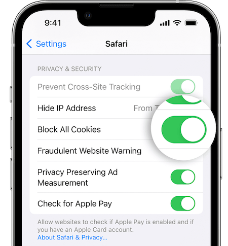 Alle Cookies im iPhone blockieren