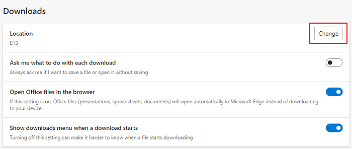 Ändern Sie den Download-Speicherort des Edge-Browsers