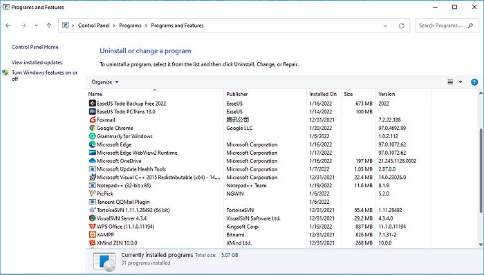 Nutzlose Anwendungen über die Systemsteuerung deinstallieren