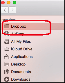 Gehen Sie zum Finder-Menü und klicken Sie auf Dropbox