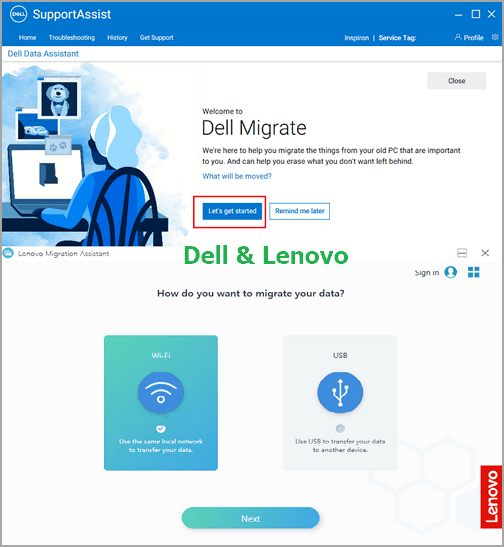 Dell Migrate und Lenovo Migrationsassistent