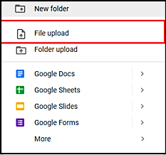 Datei auf Google Drive hochladen