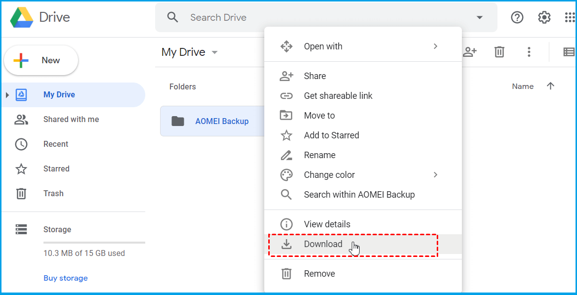 Laden Sie Dateien von Google Drive herunter