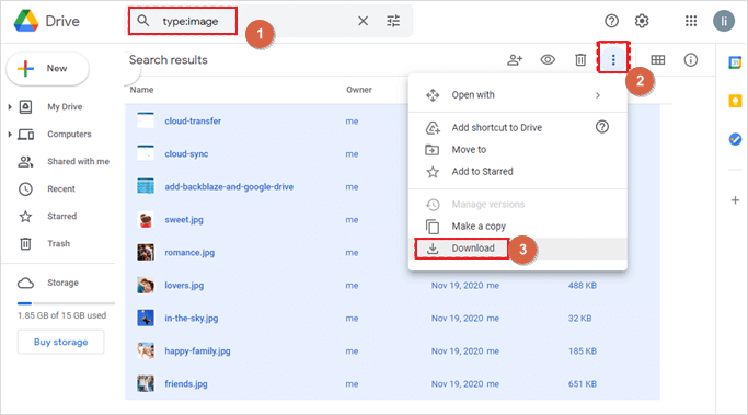 Laden Sie Fotos von Google Drive herunter