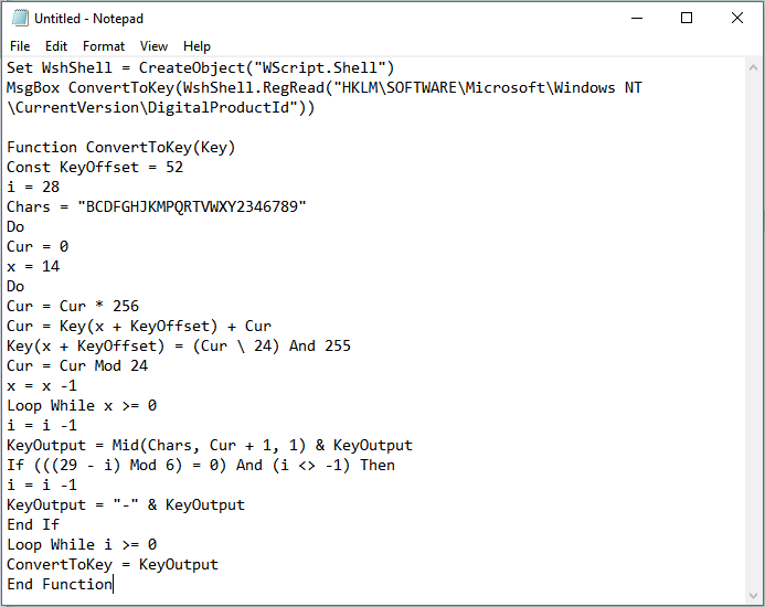 Office Produktschlüssel finden vbscript