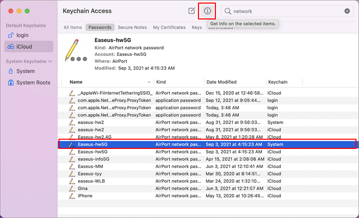 Klicken Sie, um WLAN-Informationen anzuzeigen