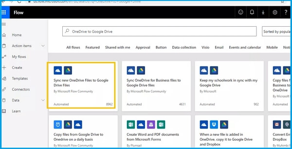 Wählen Sie eine Vorlage aus, um den Flow zu erstellen