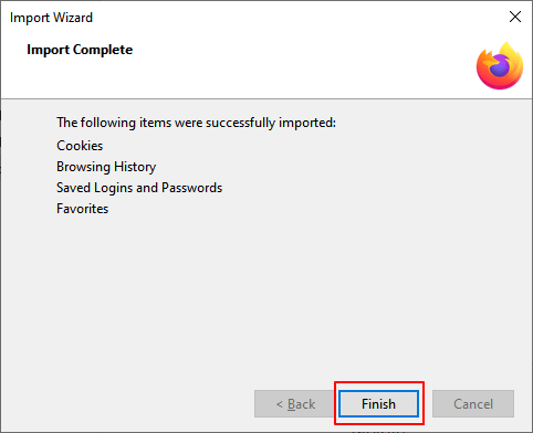 Schließen Sie das Verschieben von IE-Daten zu Firefox ab