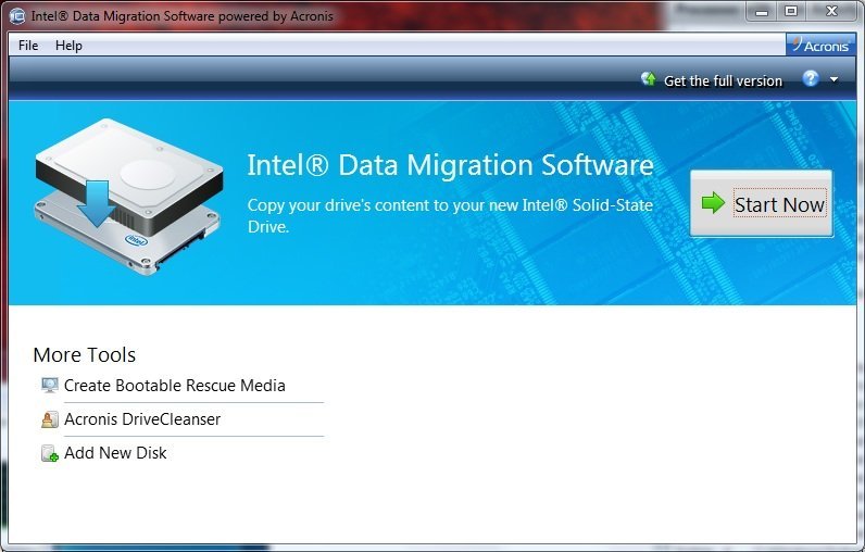 Schnittstelle der Intel-Datenmigrationssoftware