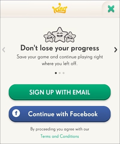 Melden Sie sich mit dem King-Konto an