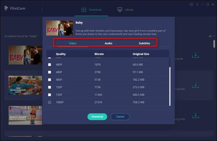Wählen Sie erweiterte Download-Optionen
