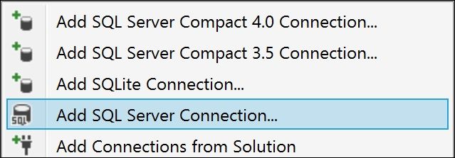 Wählen Sie die SQL-Server-Verbindung hinzufügen