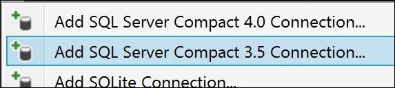 Klicken Sie auf die Verbindung SQL Server Compact 3.5 hinzufügen