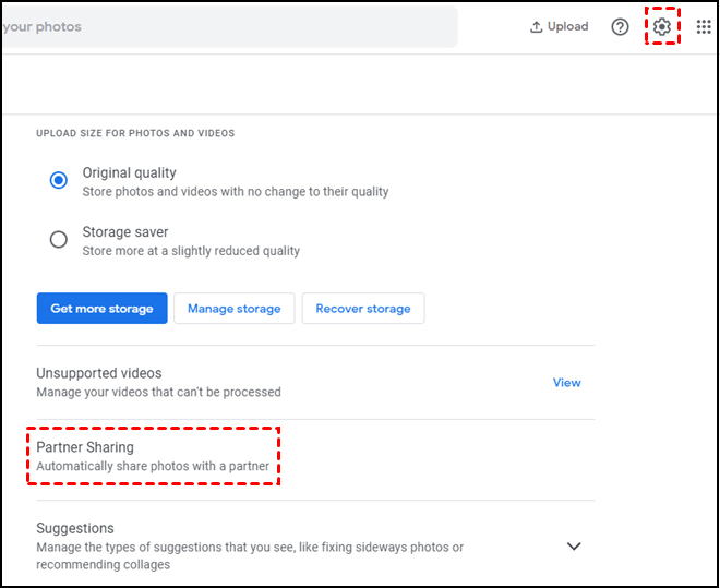Partnerfreigabe in Google Fotos
