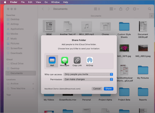 Wählen Sie Link kopieren und klicken Sie auf Teilen