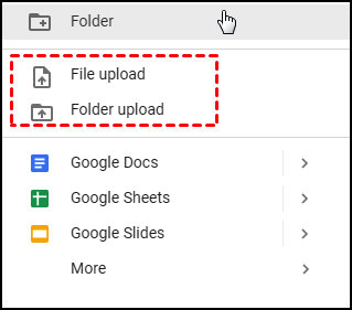 Dateien auf Google Drive hochladen