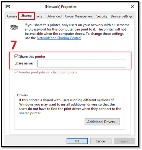 Aktivieren Sie diesen Drucker freigeben